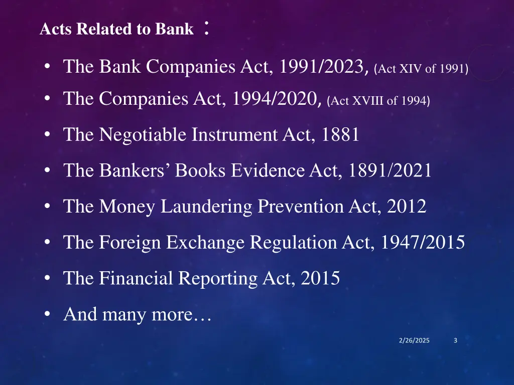 acts related to bank
