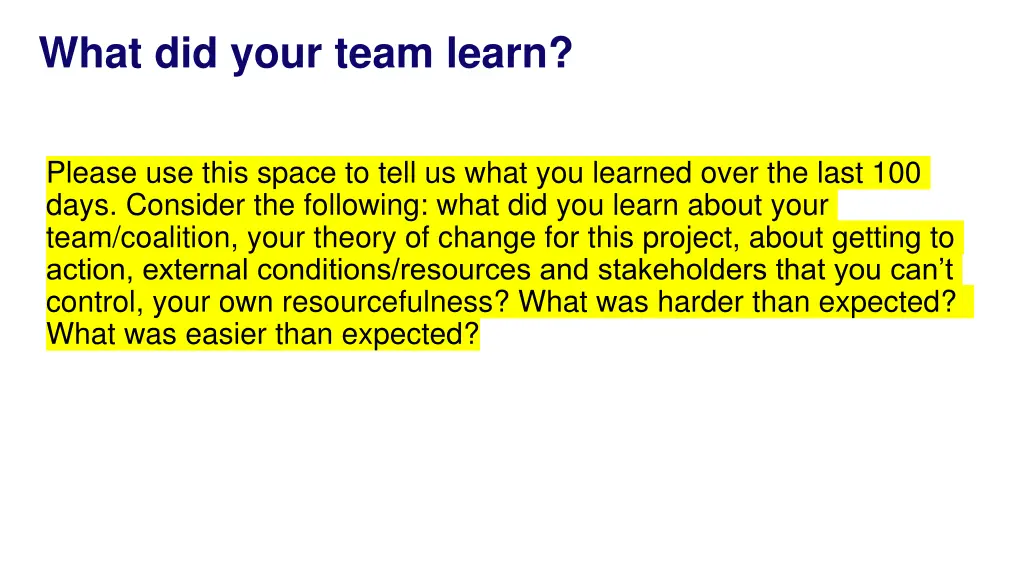 what did your team learn