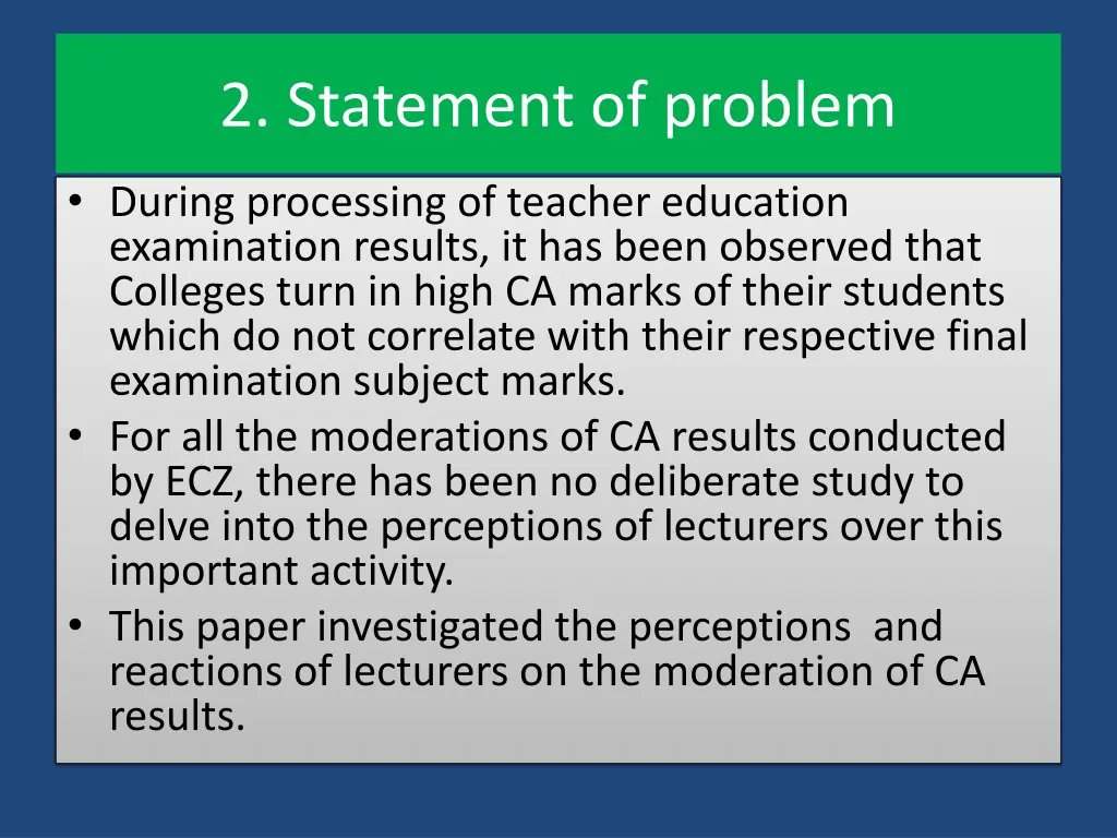2 statement of problem