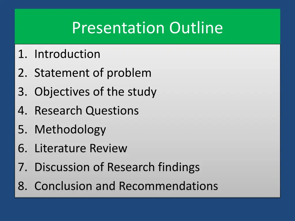 presentation outline