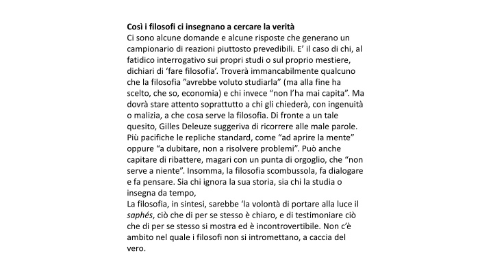 cos i filosofi ci insegnano a cercare la verit