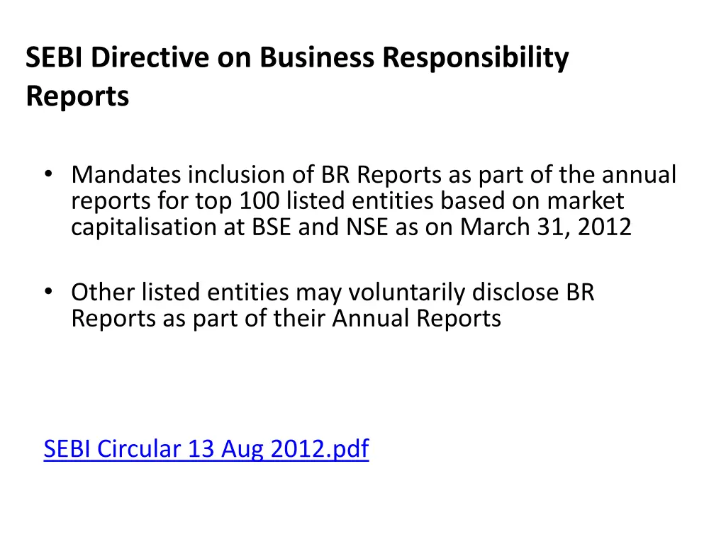 sebi directive on business responsibility reports