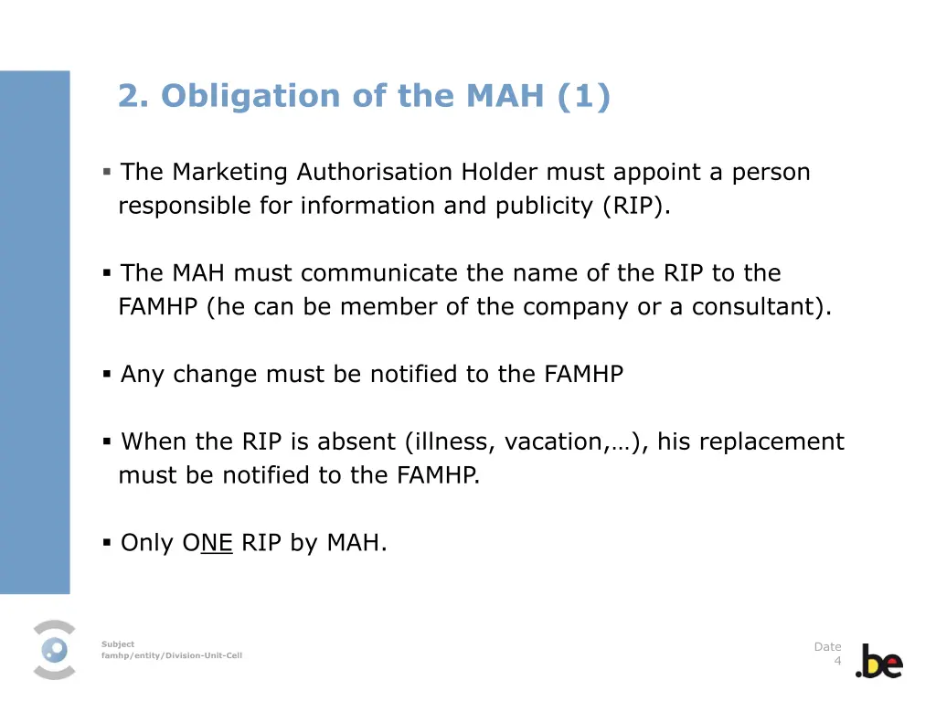 2 obligation of the mah 1