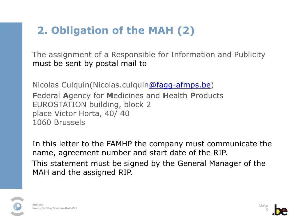 2 obligation of the mah 2