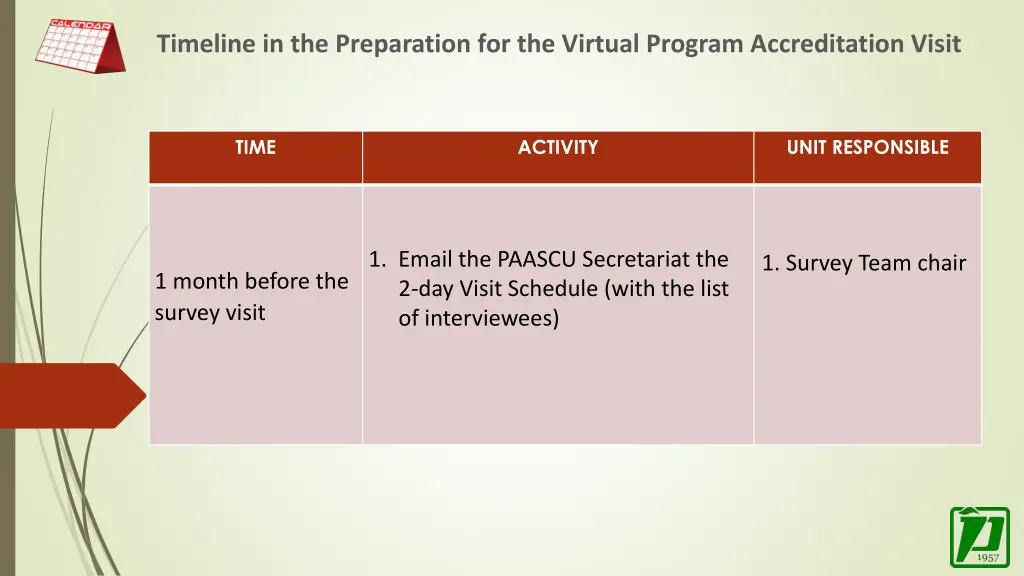timeline in the preparation for the virtual 11