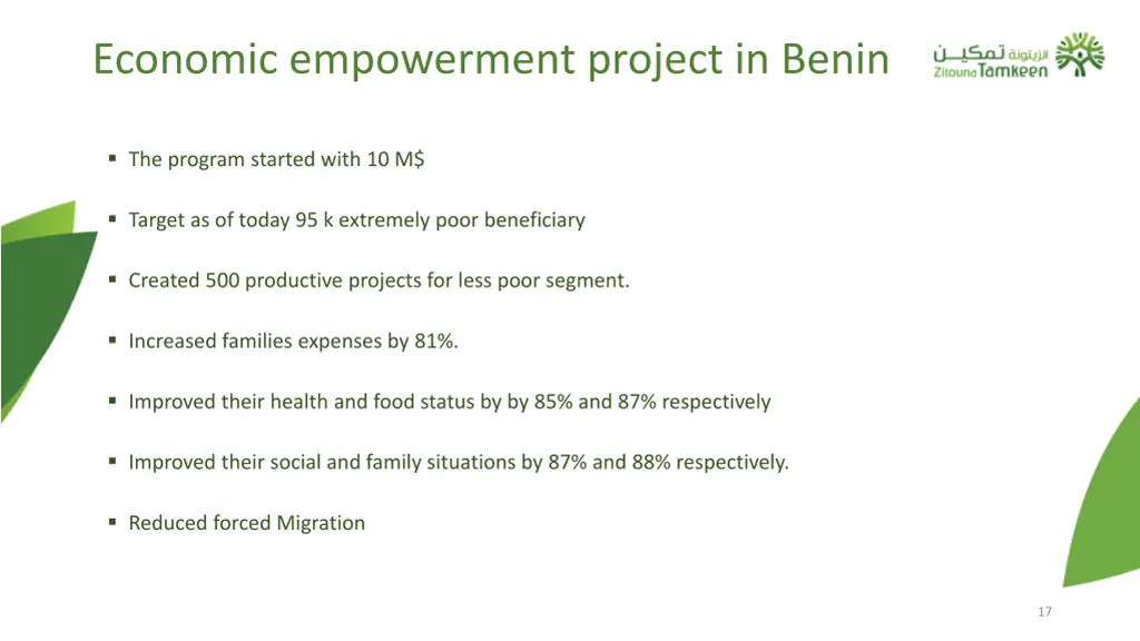 economic empowerment project in benin