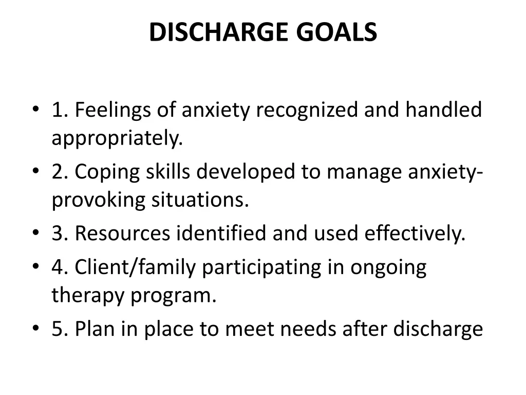 discharge goals