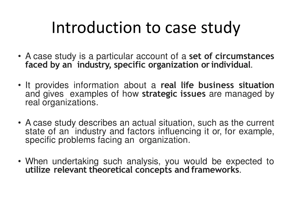 introduction to case study