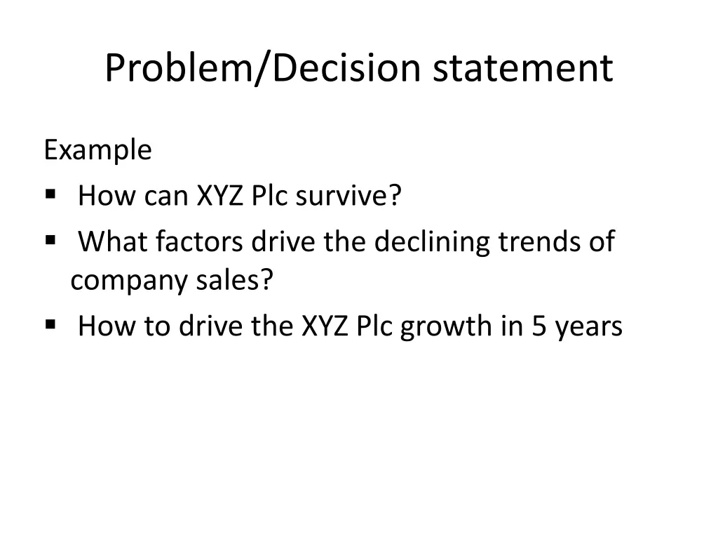 problem decision statement