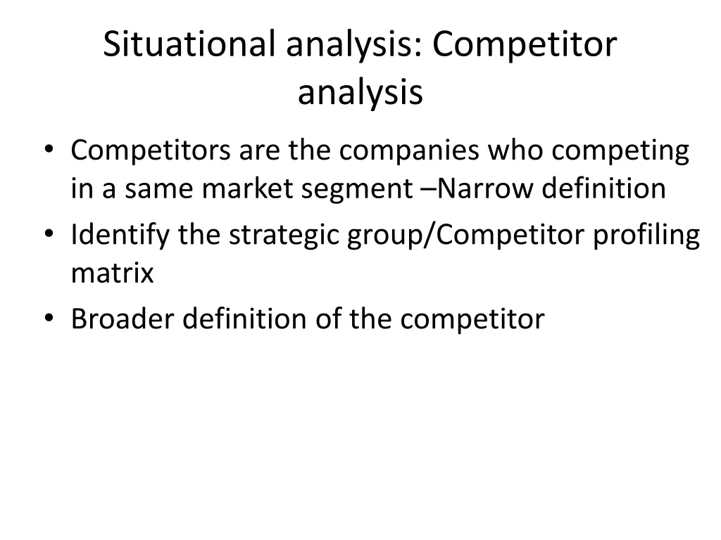 situational analysis competitor analysis