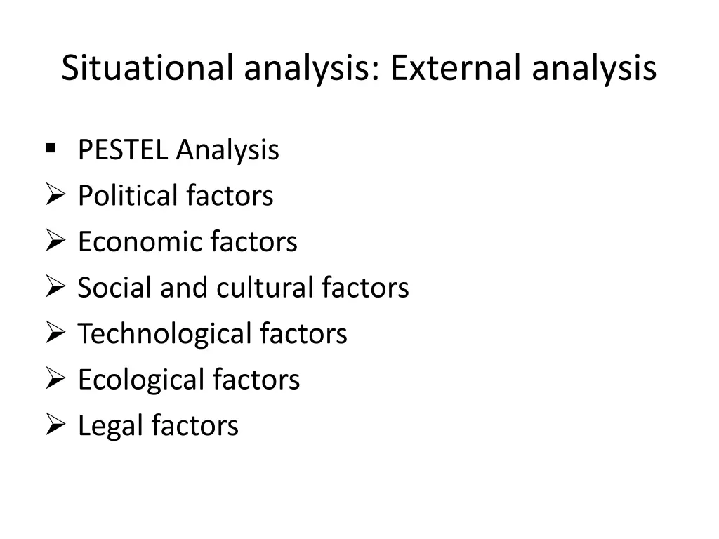 situational analysis external analysis