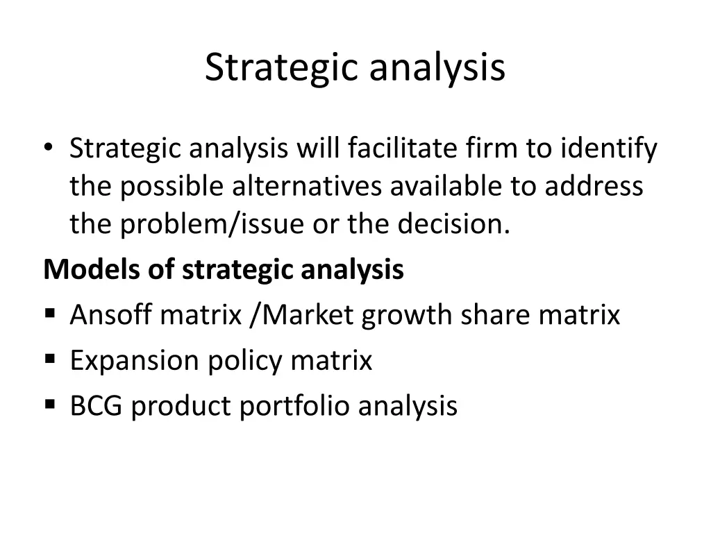 strategic analysis