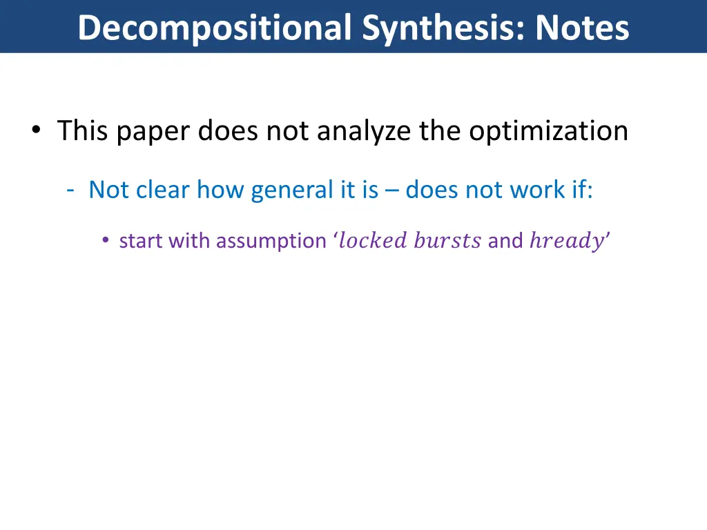 decompositional synthesis notes