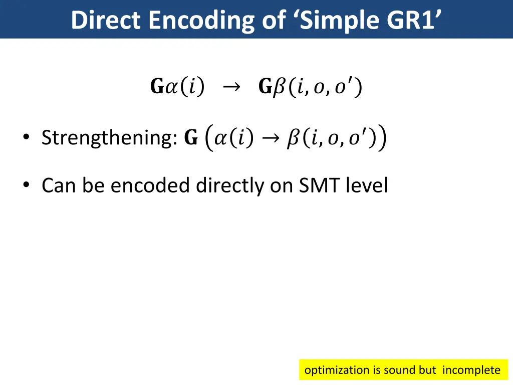 direct encoding of simple gr1