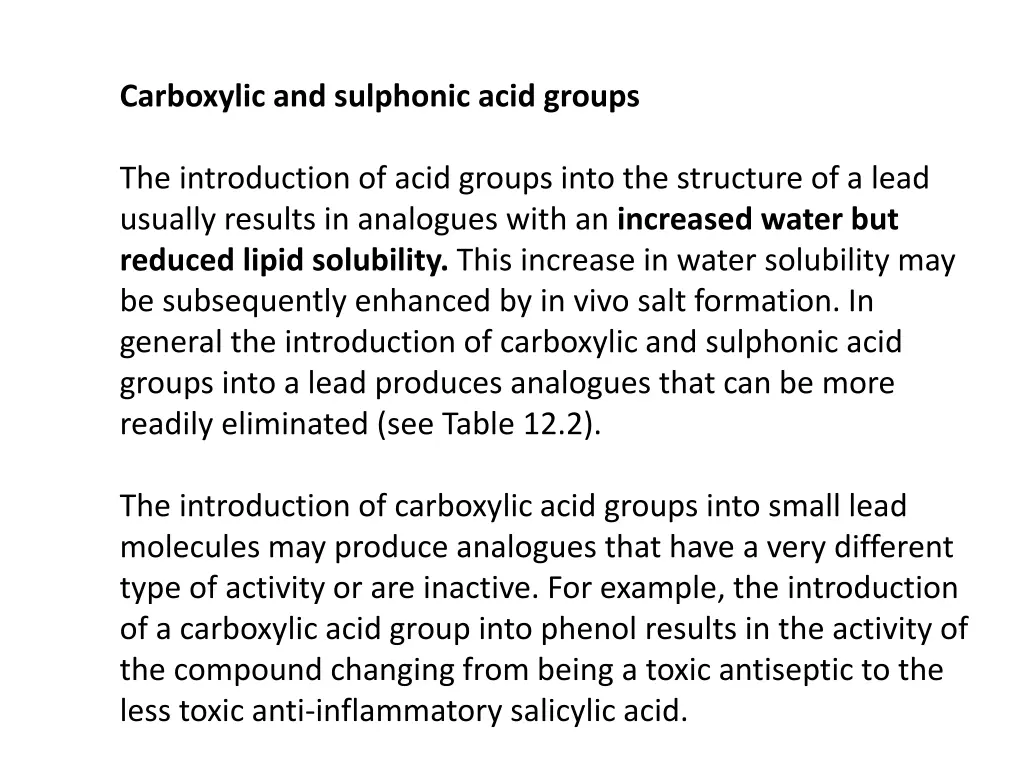 carboxylic and sulphonic acid groups