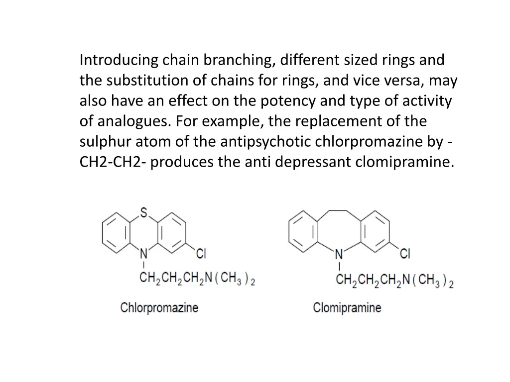 introducing chain branching different sized rings