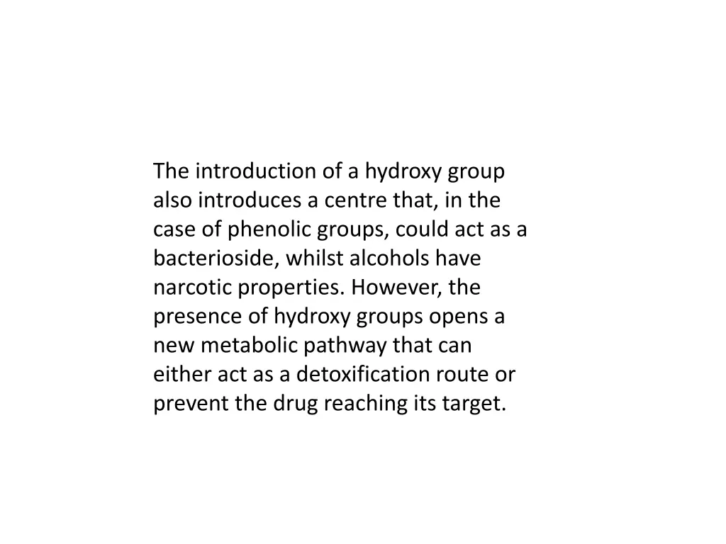 the introduction of a hydroxy group also