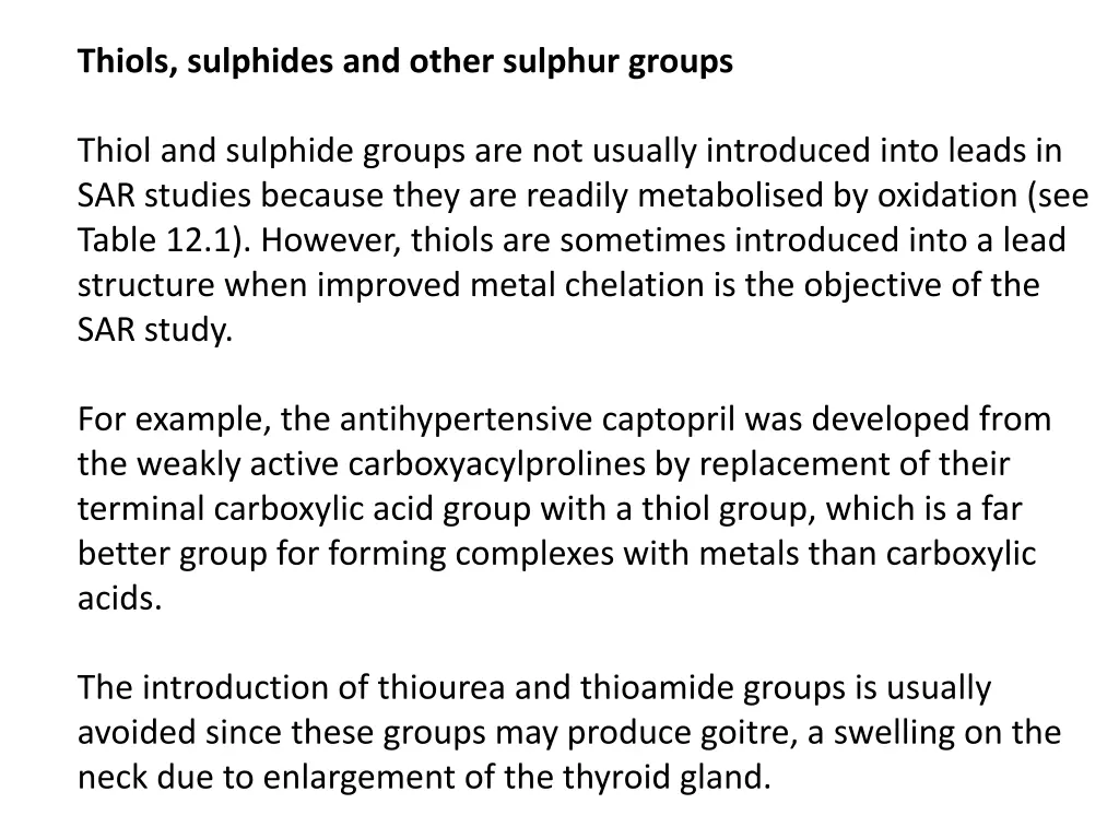 thiols sulphides and other sulphur groups
