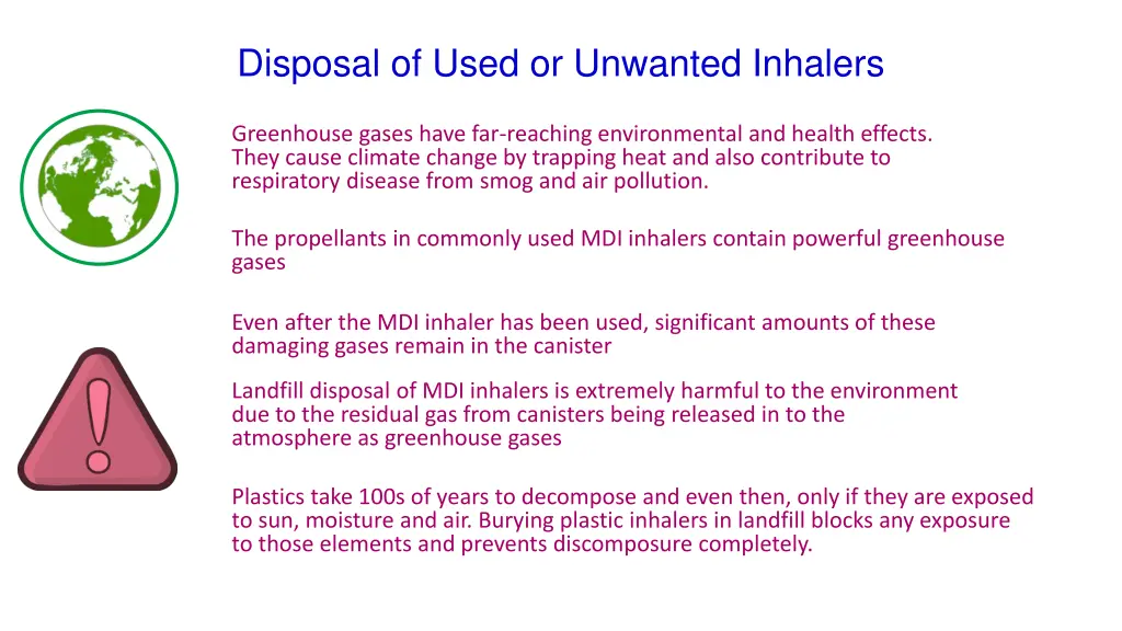 disposal of used or unwanted inhalers
