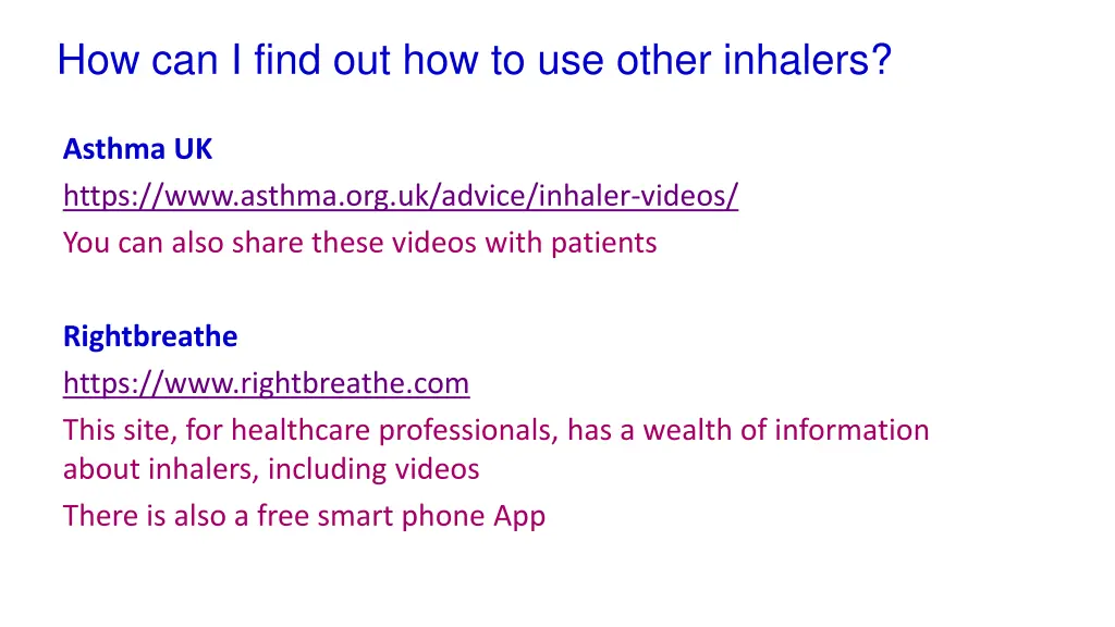 how can i find out how to use other inhalers