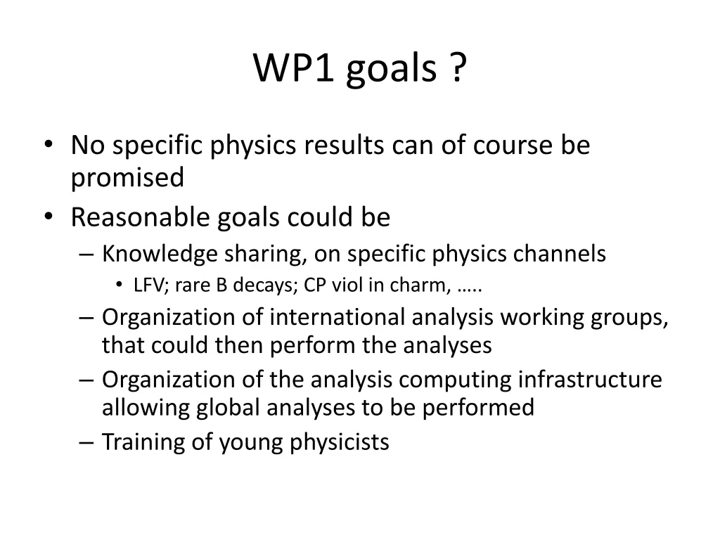 wp1 goals