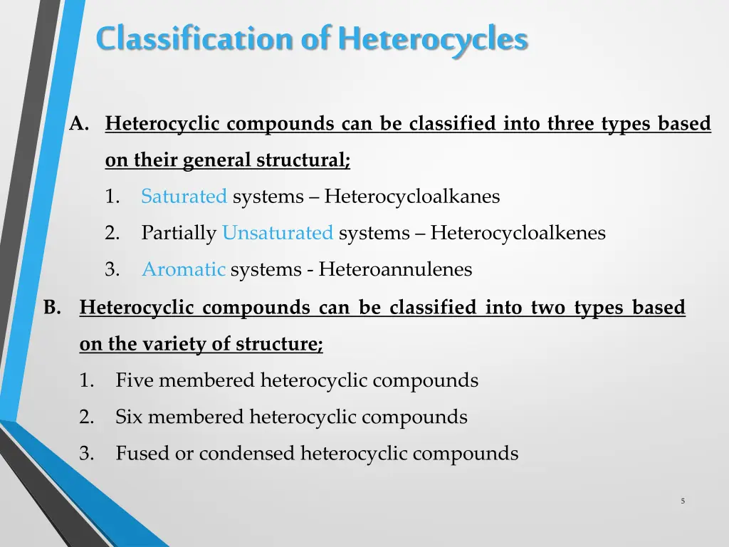 classification of heterocycles