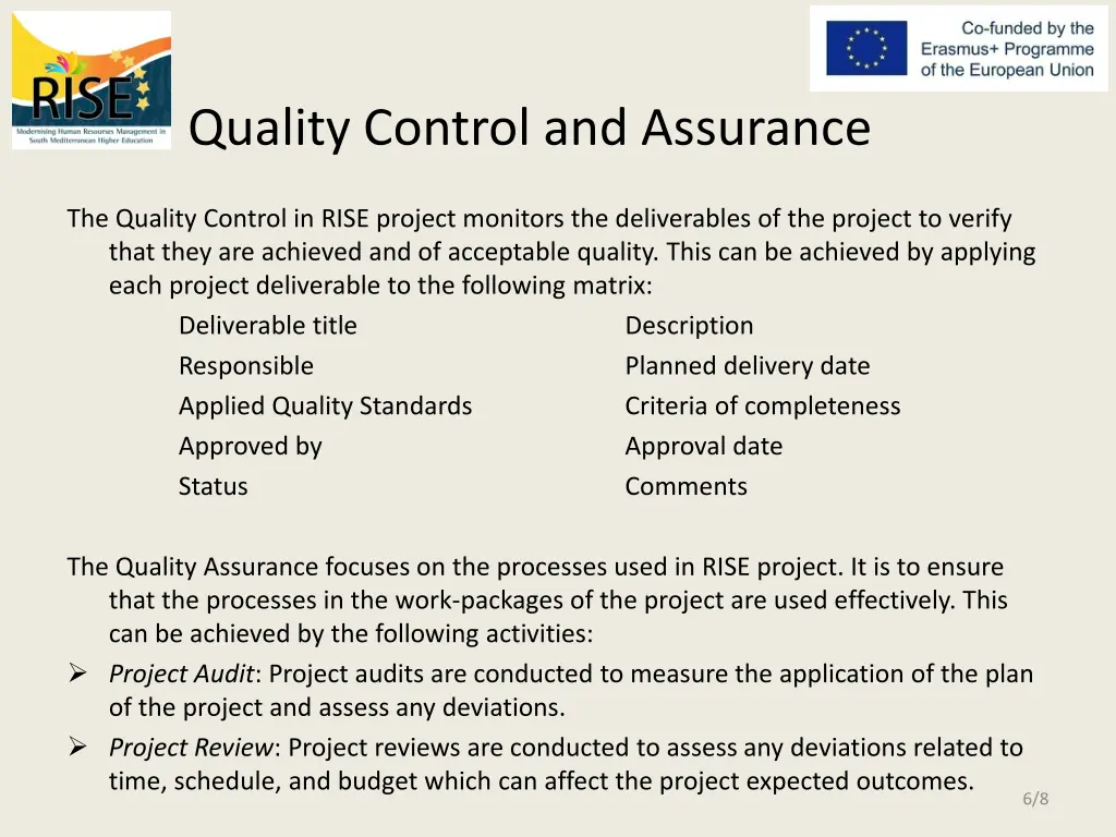 quality control and assurance