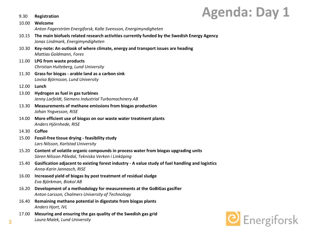agenda day 1