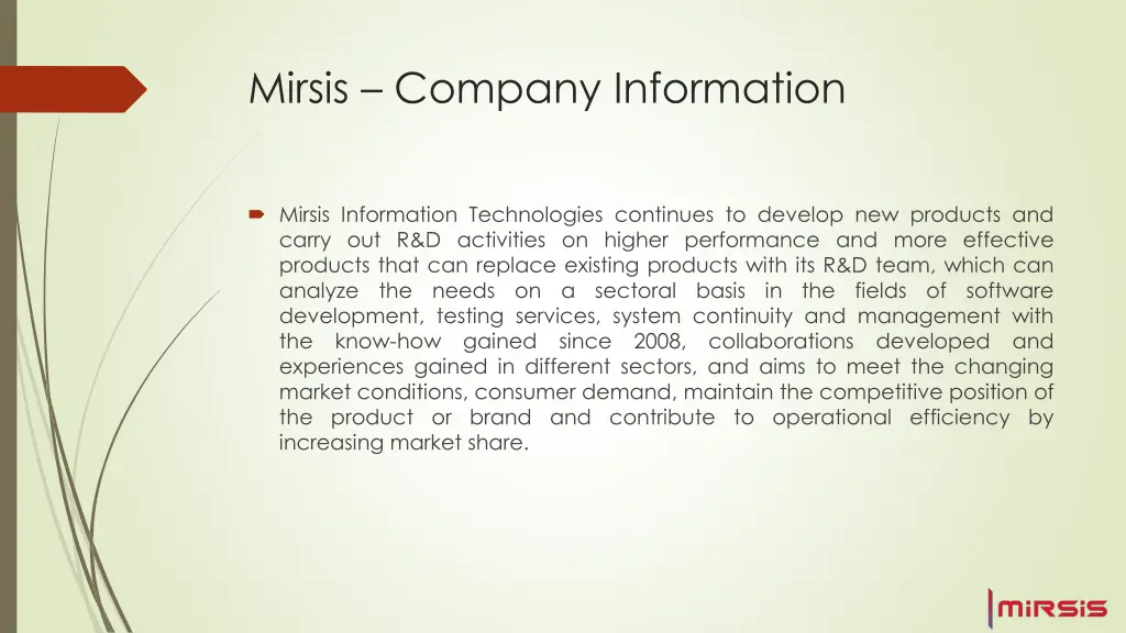 mirsis company information 1