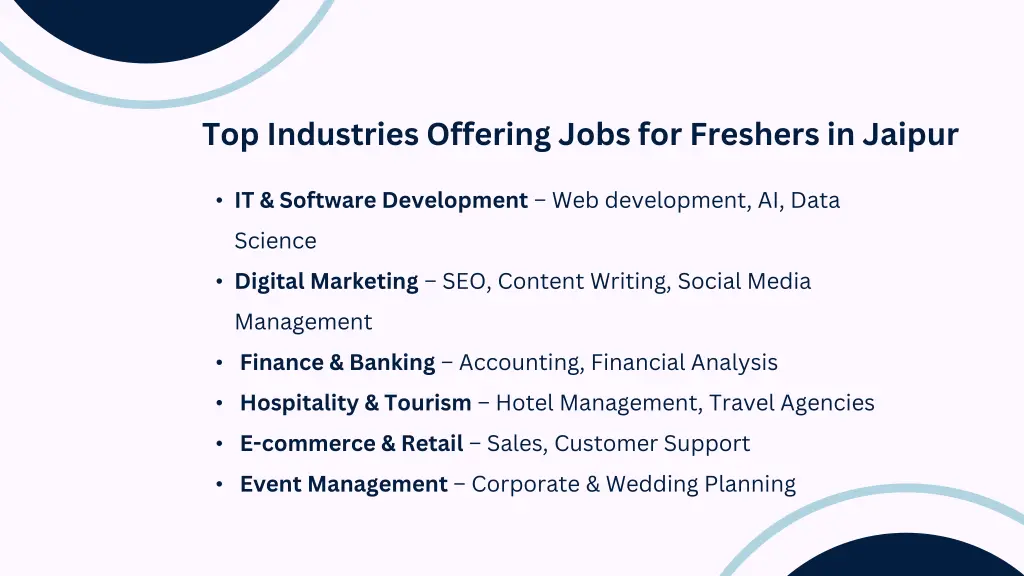 top industries offering jobs for freshers