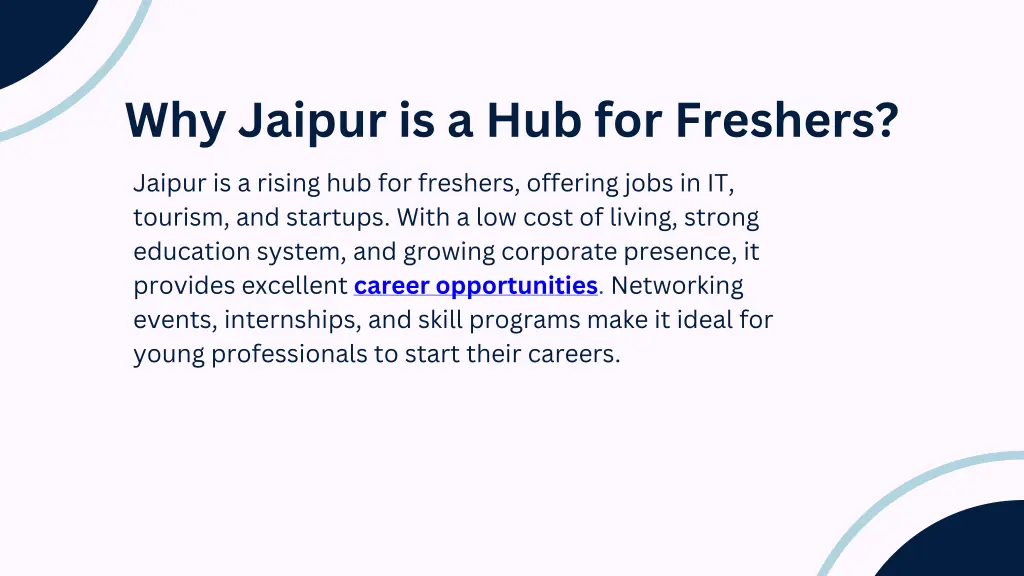 why jaipur is a hub for freshers