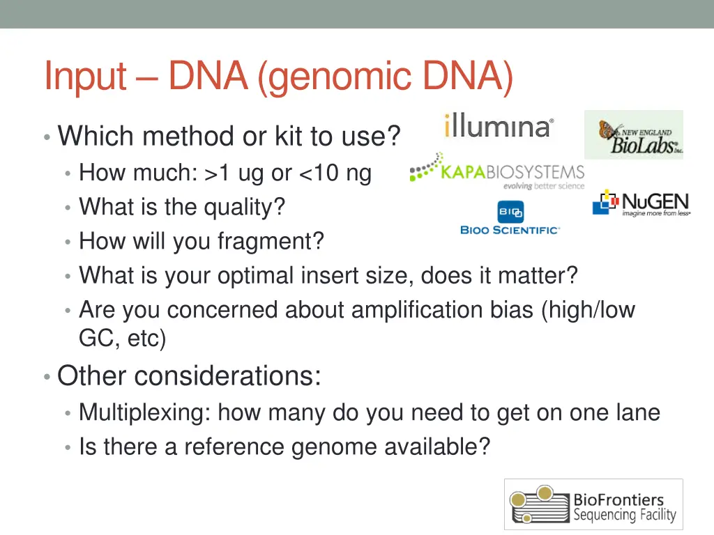 input dna genomic dna