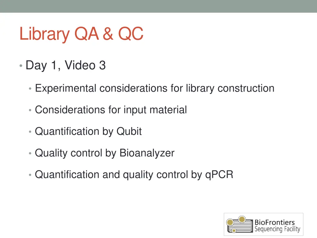 library qa qc