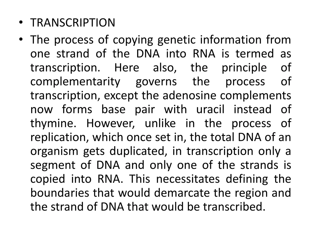 transcription the process of copying genetic