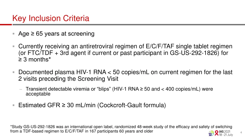 key inclusion criteria
