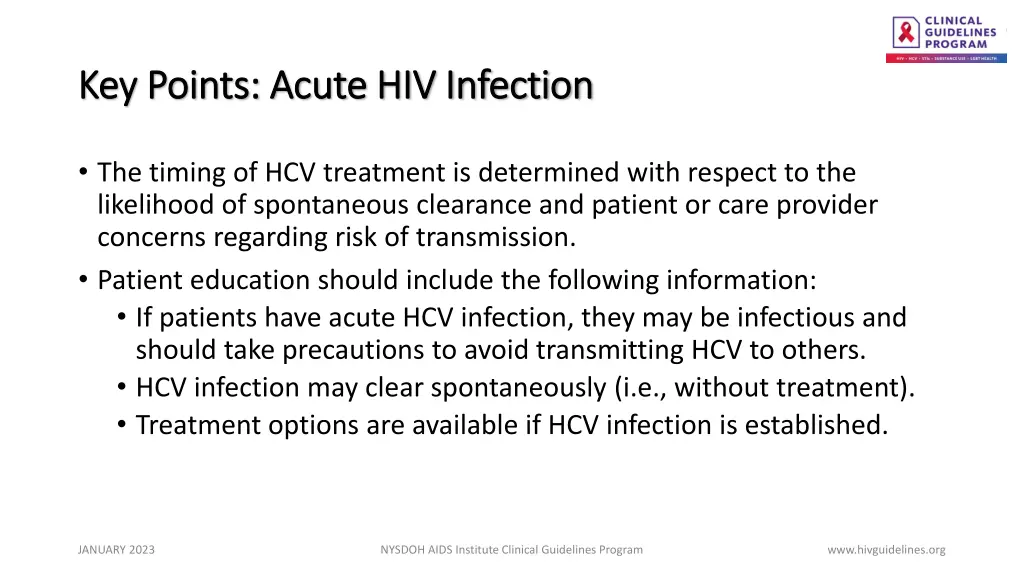 key points acute hiv infection key points acute
