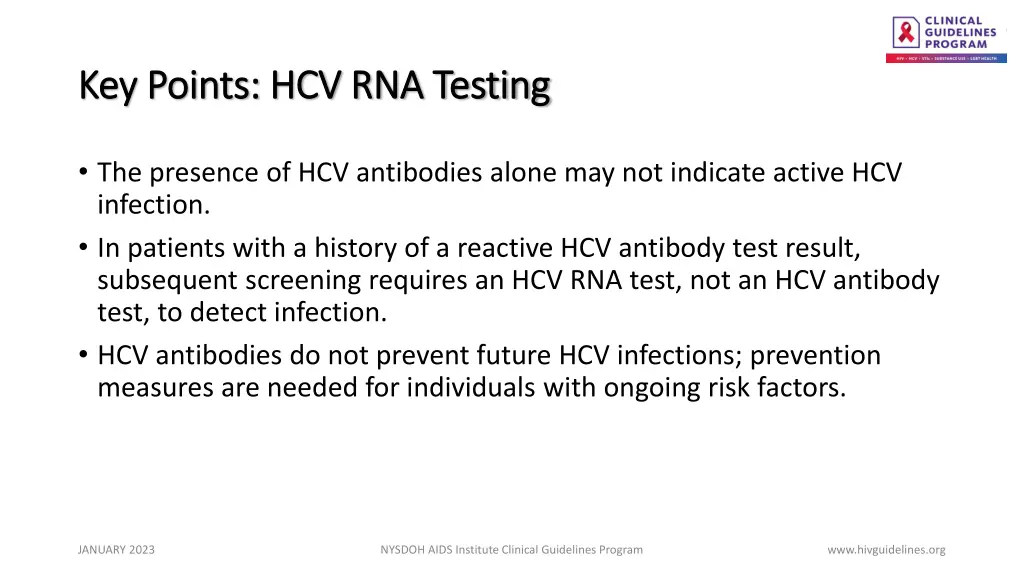 key points hcv rna testing key points