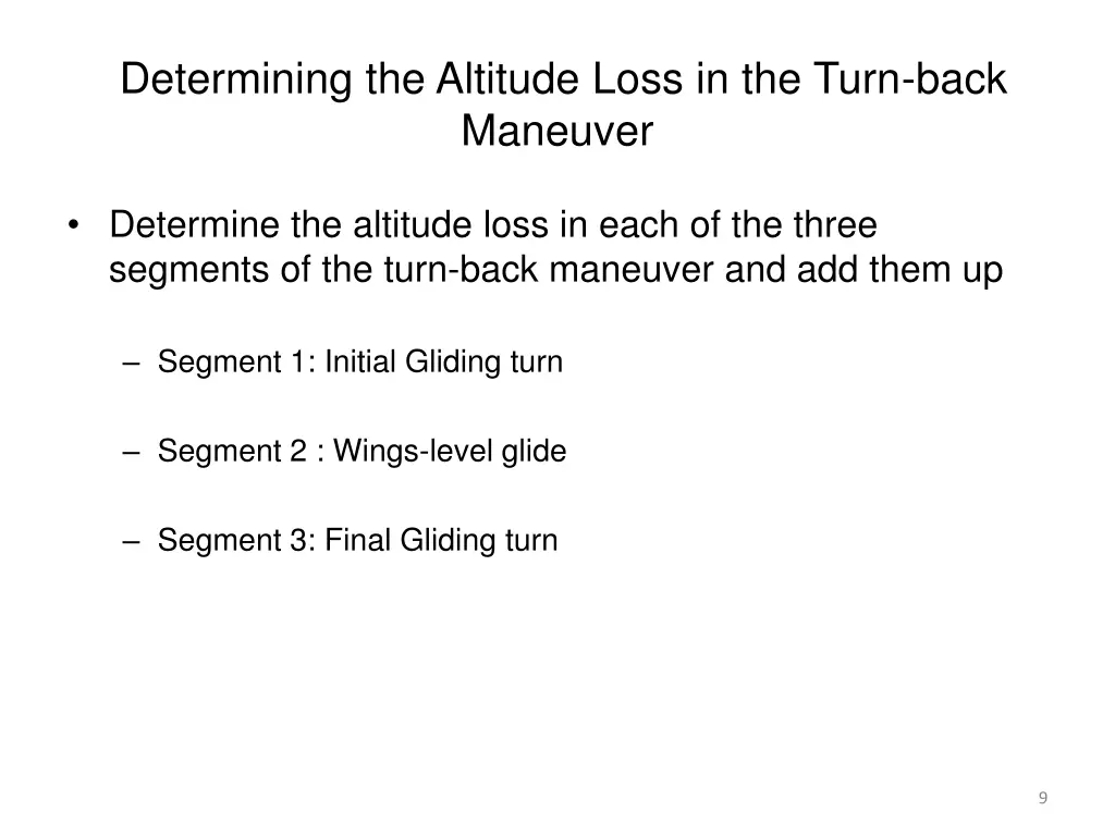 determining the altitude loss in the turn back