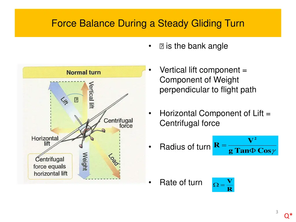 force balance during a steady gliding turn