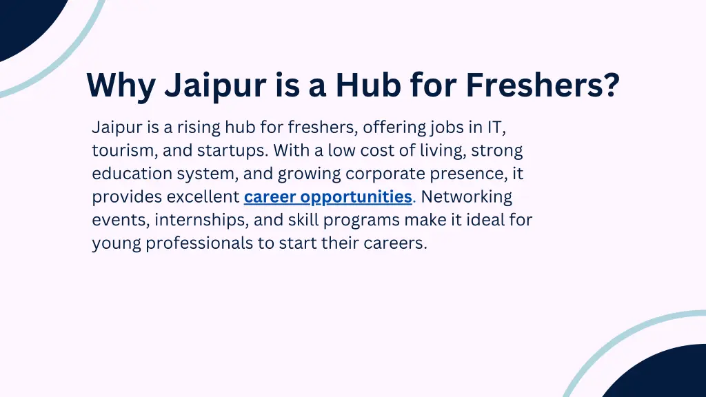why jaipur is a hub for freshers