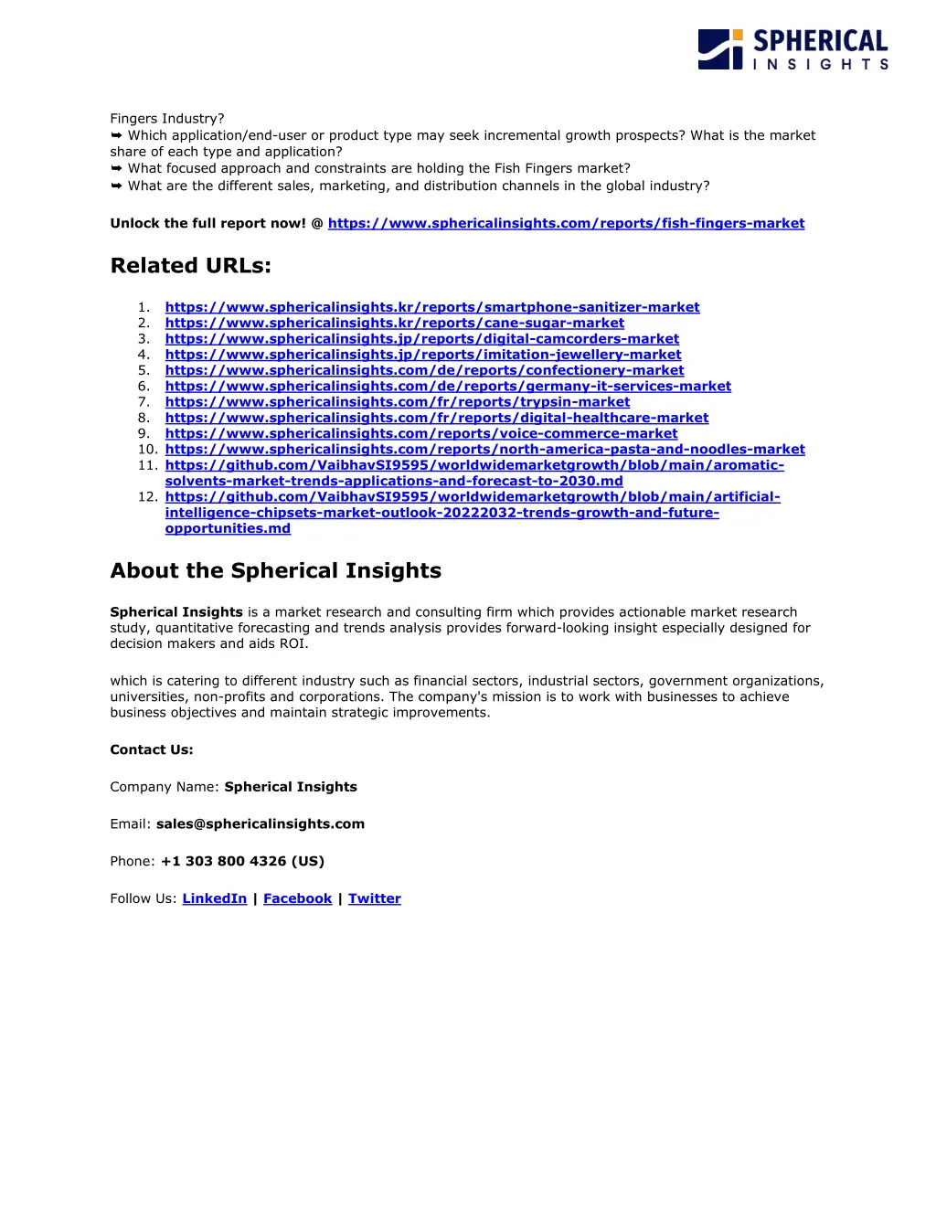 fingers industry which application end user