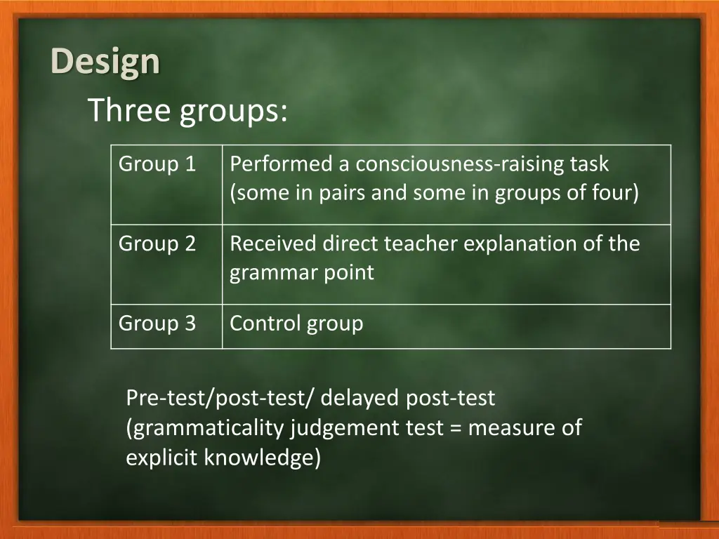 design three groups