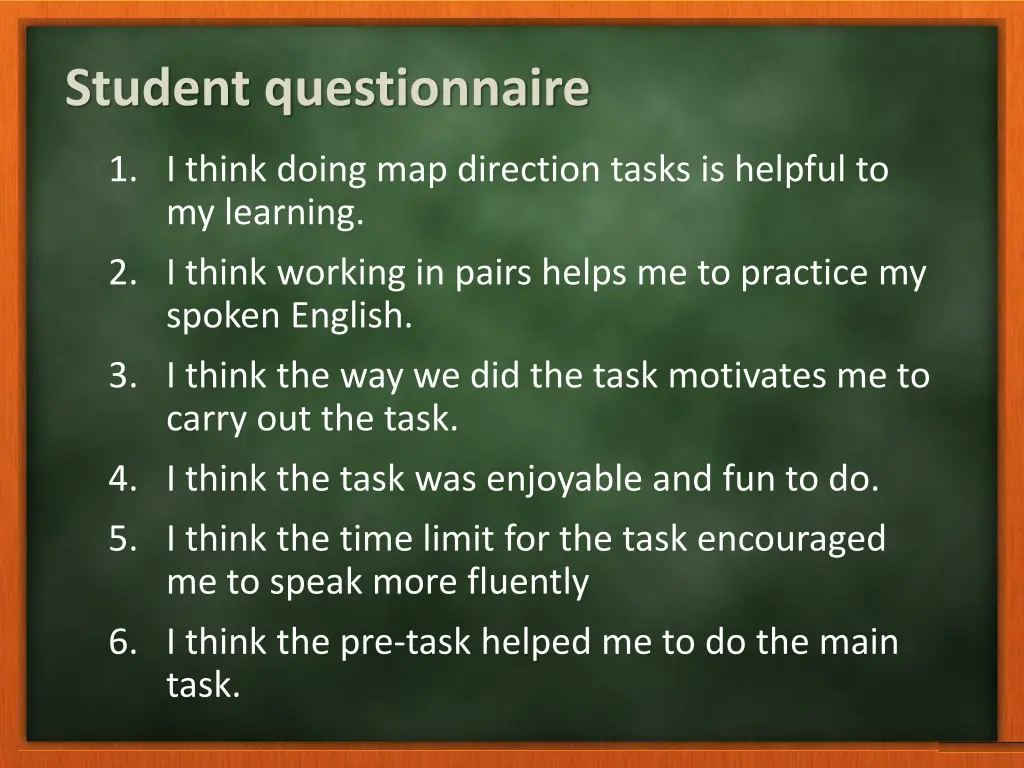 student questionnaire
