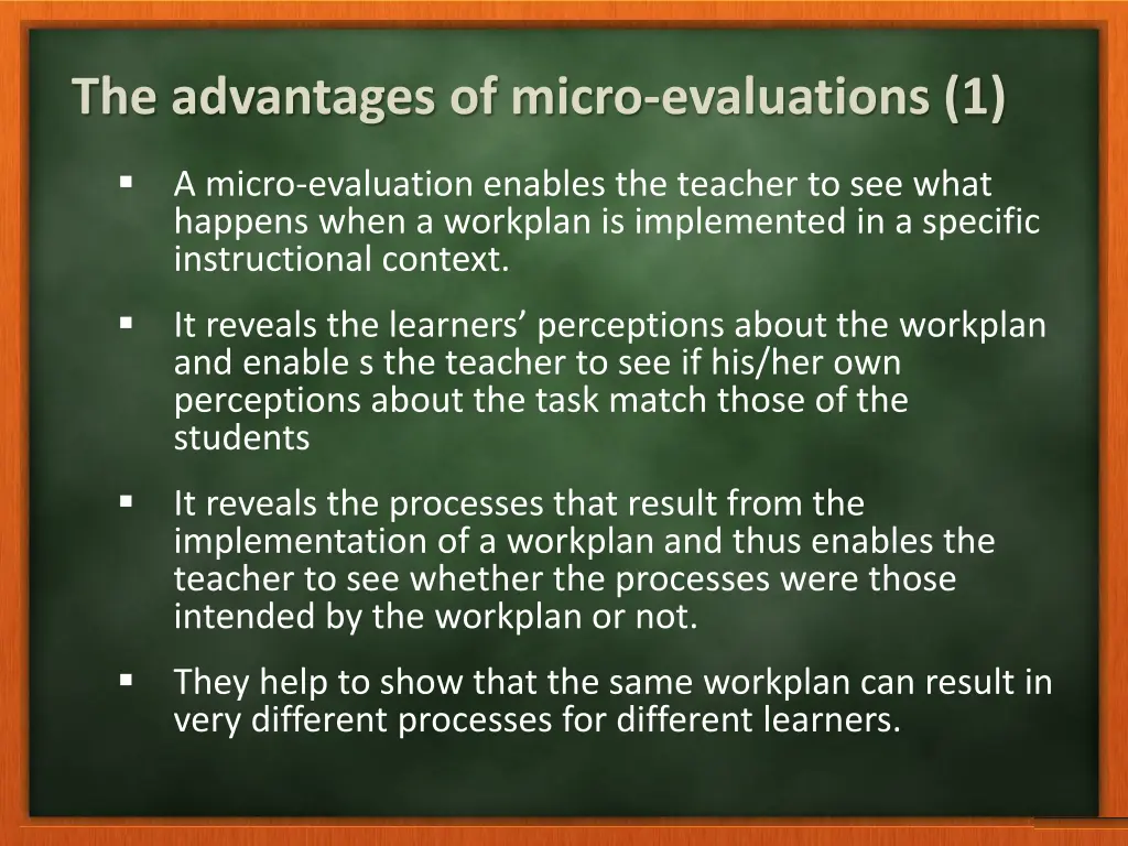 the advantages of micro evaluations 1