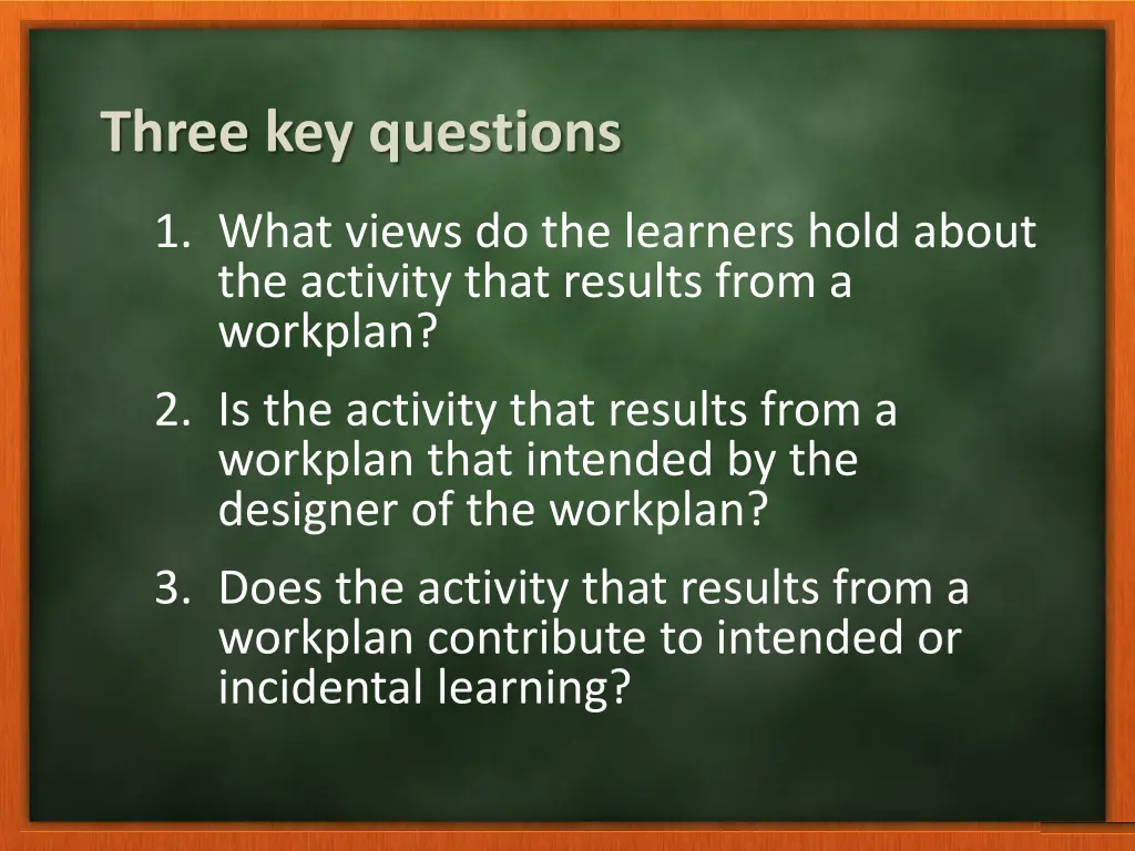 three key questions
