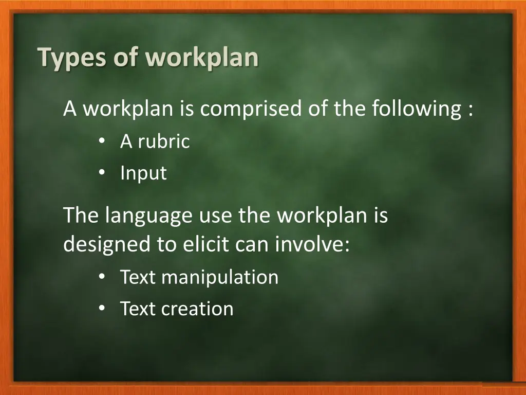 types of workplan