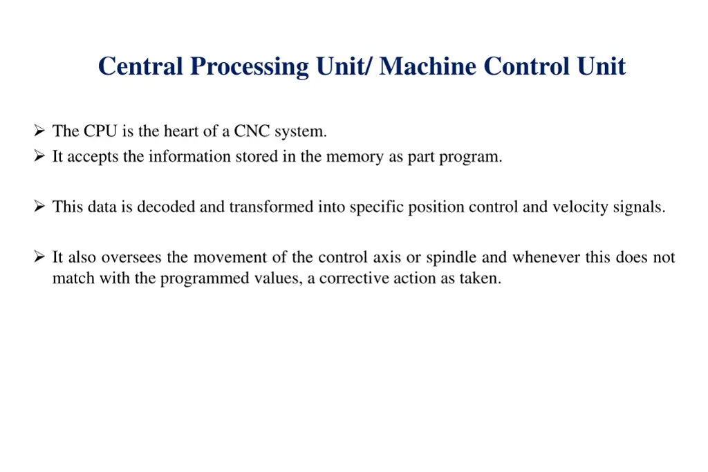 central processing unit machine control unit