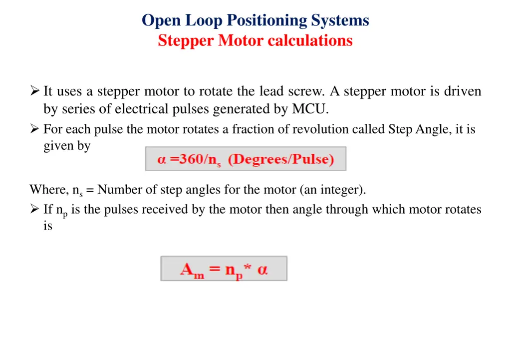 open loop positioning systems stepper motor