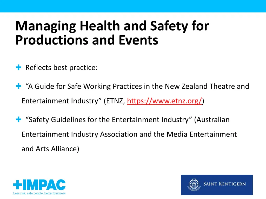 managing health and safety for productions