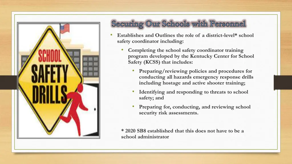 securing our schools with personnel establishes 1